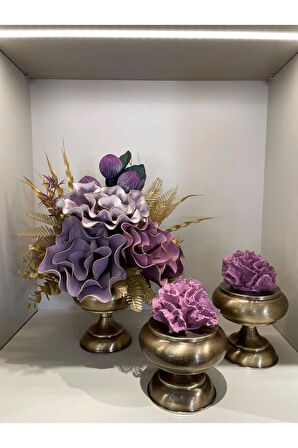 Yapay Çiçekli 3 Parça Set Antik No:1