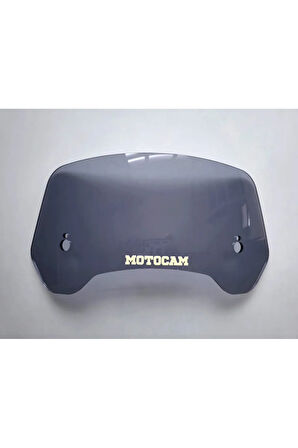 MOTOCAM Rüzgar Saptırıcı Deflektör Camı 3 Delikli 33x15cm Yuvarlak Füme Renkli   (APARATSIZDIR)