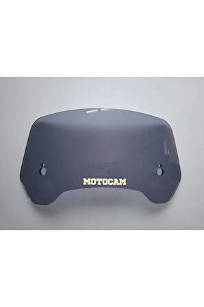 MOTOCAM Rüzgar Saptırıcı Deflektör Camı 3 Delikli 33x15cm Yuvarlak Füme Renkli   (APARATSIZDIR)