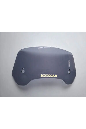 MOTOCAM Rüzgar Saptırıcı Deflektör Camı 3 Delikli 33x15cm Yuvarlak Füme Renkli   (APARATSIZDIR)