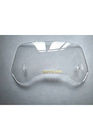 MOTOCAM Rüzgar Saptırıcı Deflektör Camı 3 Delikli 33x15cm Yuvarlak Şeffaf Renkli   (APARATSIZDIR)