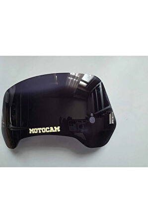 MOTOCAM Rüzgar Saptırıcı Deflektör Camı 3 Delikli 33x15cm Yuvarlak Siyah Renkli   (APARATSIZDIR)