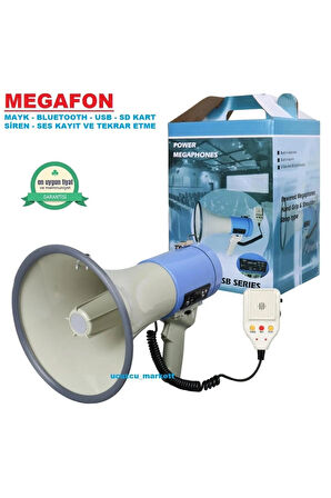 MEGAFON (MAYK - BLUETOOTH - USB - SD - SİREN - SES KAYIT VE TEKRAR ETME