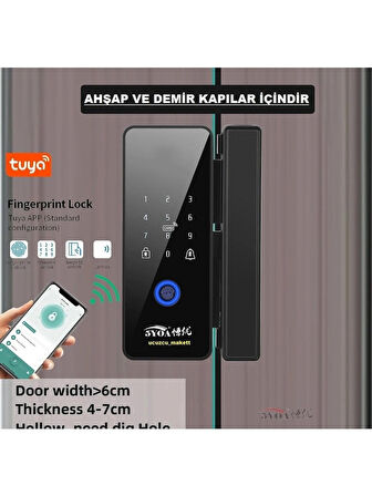 Akıllı Kapı Kilidi Ahşap ve Demir Kapılar İçin Uygundur-Cam Kapıya Uygun Değildir (PARMAK İZİ + ŞİFRE + KART + BLUETOOTH İLE AÇMA)