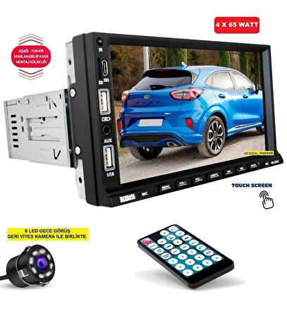 7 İnç Tofaş Model Double Teyp + 8 Led Geri Vites Kamera (4X65 Watt Bluetooth - Video