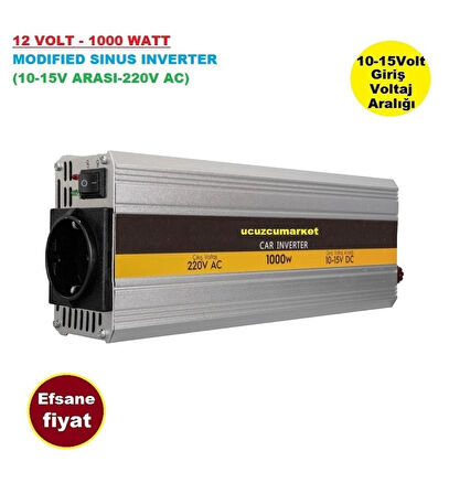 12 VOLT - 1000 WATT MODIFIED SINUS INVERTER (10-15V ARASI-220V AC)