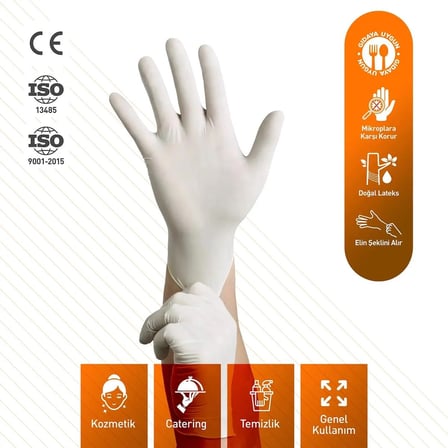 ŞeyliŞeyler - Dolphin Pudrasız Beyaz Lateks Muayene Eldiveni L Beden (1 Paket / 100 Adet)