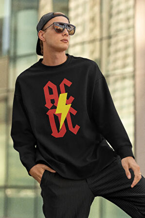 AC DC Rock Metal Müzik Grubu Baskılı Unisex Oversize Sweatshirt