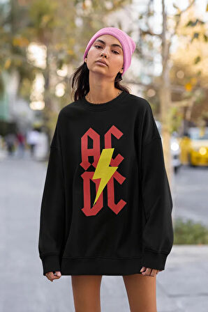 AC DC Rock Metal Müzik Grubu Baskılı Unisex Oversize Sweatshirt