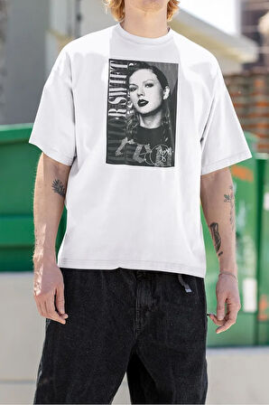 Tasarım Red Taylor Swift Baskılı Unisex Oversize Tişört