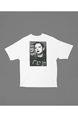 Tasarım Red Taylor Swift Baskılı Unisex Oversize Tişört