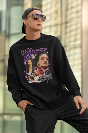 Tasarım Rihanna Bad Girl Baskılı Unisex Oversize Sweatshirt