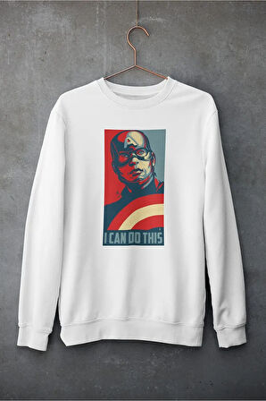 I Can Do This Yazılı Unisex Oversize Kaptan Amerika Sweatshirt