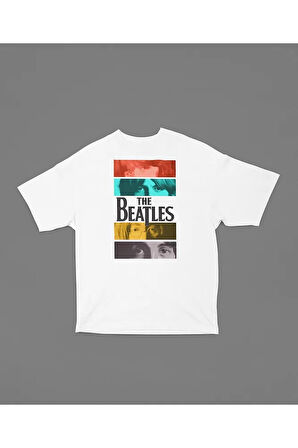The Beatles Baskılı Unisex Tişört, Oversize Müzik Grubu Tişört