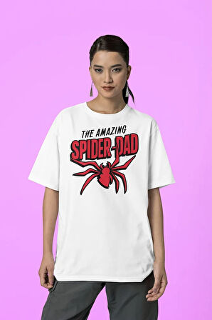 Marvel The Amazing Spider-Dad Baskılı Unisex Tişört, Oversize Örümcek Adam Tişört