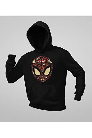 Tasarım Spider-Man Maske Baskılı Unisex Oversize Marvel Hoodie