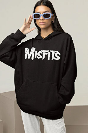 Müzik Grubu Misfits Baskılı Unisex Oversize Rock Metal Hoodie