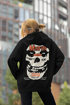 Müzik Grubu Misfits Baskılı Unisex Oversize Rock Metal Hoodie