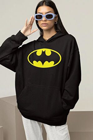 Dc Batman Logo Baskılı Unisex Oversize Hoodie