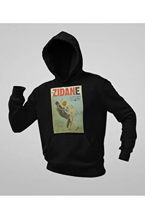 Futbolcu Vintage Zidane Baskılı Unisex Oversize Hoodie