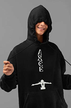 Asce Baskılı Unisex Oversize Anime Hoodie