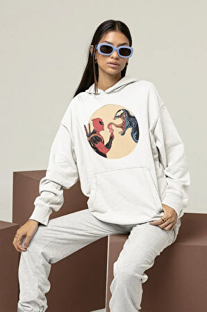 Deadpool x Venom Marvel Karakterler Baskılı Unisex Oversize Hoodie