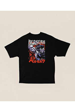 Anime Karakter Berserk Baskılı Unisex Oversize Tişört
