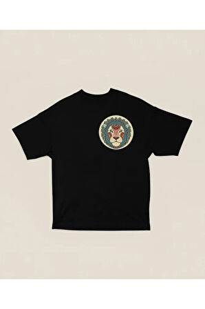 Minimalist Aslan Lion Baskılı Unisex Oversize Tişört