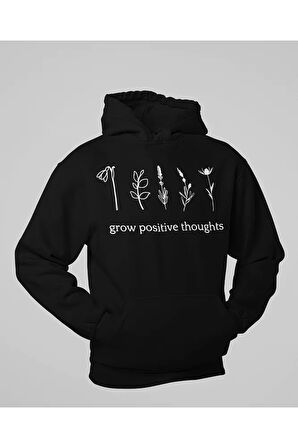Grow Positive Thoughts Baskılı Unisex Oversize Hoodie