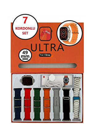 Watch Ultra 8 Ultra 7 in 1 (7 Kordonlu Akıllı Saat) 49 Mm Smart Watch