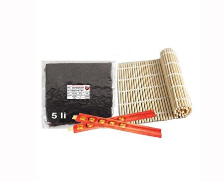 Sushi Nori Yosunu 5 Li Sushi Matı , 2 Chopstick Hediye