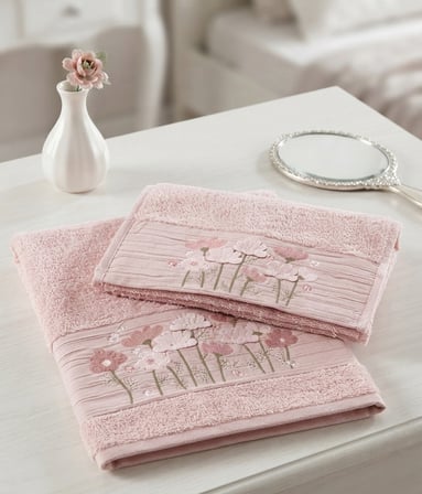 Umay Süzene Bambu Bürümcük Analı Kızlı Havlu Seti (1 Adet 30x50 cm ve 1 Adet 50x90 cm ) %70 Bambu %30 Pamuk