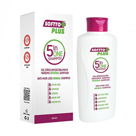 Softto Plus Saç Dökülmesini Önlemeye Yardımcı 5 In 1 Bitkisel Şampuan 360 ml Organik