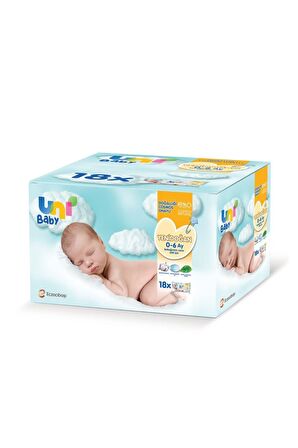 Uni Baby Yenidoğan Alkolsüz-Parfümsüz 18 x 40 Yaprak 18 Paket Islak Mendil