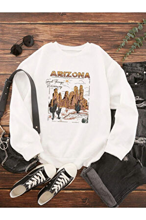 Unisex Arizona Bisiklet Yaka Sweatshirt