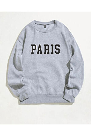 Unisex Paris Bisiklet Yaka Sweatshirt