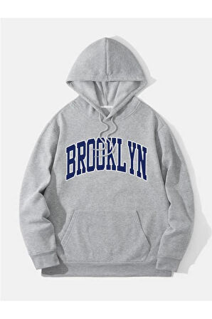 Brooklyn Baskılı Kapüşonlu Sweatshirt