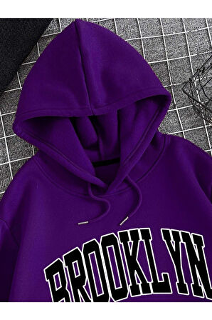 Brooklyn Baskılı Kapüşonlu Sweatshirt