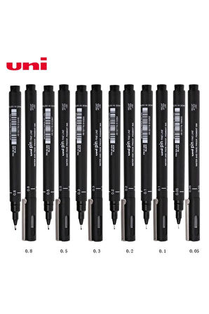 uni ball pin 0.2-0,05-0,3 Teknik Çizim Kalemi Siyah