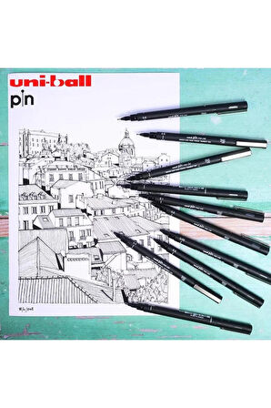 uni ball pin 0.2-0.5-0.8 Teknik Çizim Kalemi Siyah