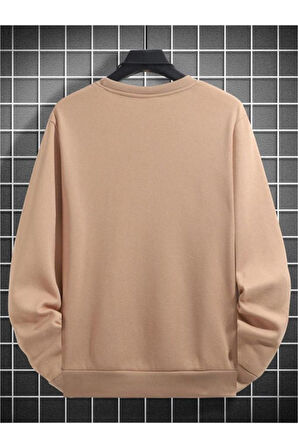 Unisex Çizgi Baskı Bisikletyaka Sweatshirt