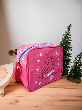 Unicorn Baskılı Kaliteli Okul Çantası Ve Beslenme Çantası