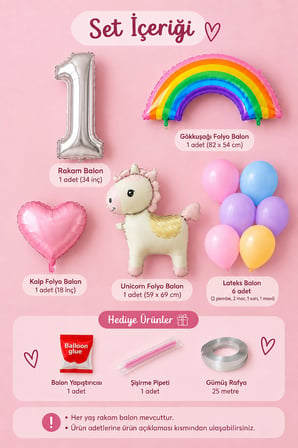 Kız Çocuk Gökkuşağı Pastel Doğum Günü Rakam Balonlu Yaş Seçenekli Mini Balon Seti