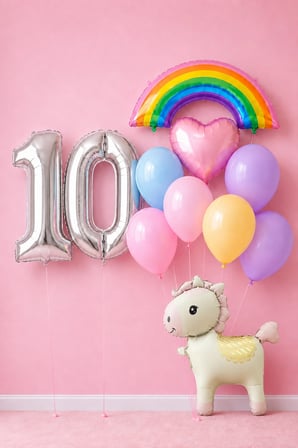 Kız Çocuk Gökkuşağı Pastel Doğum Günü Rakam Balonlu Yaş Seçenekli Mini Balon Seti
