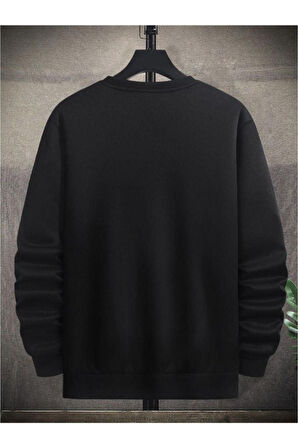 Unisex Çizgi Baskı Bisikletyaka Sweatshirt