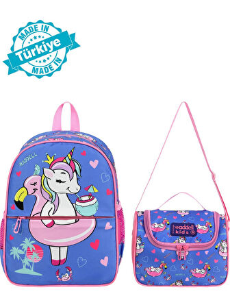 Unicorn Deseneli Anaokul Çantası ve Beslenme Çantası
