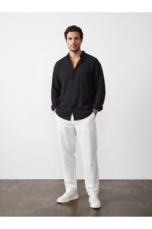 Premium Oversize Müslin Gömlek - % 100 Pamuk, Yıkamalı