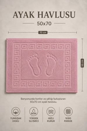 Ayak İzli Banyo Ayak Havlusu 50x70 cm Yumuşak Emici Desenli Havlu Paspas