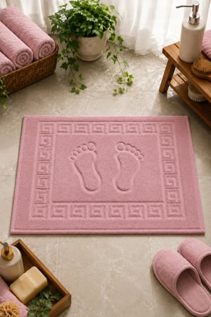 Ayak İzli Banyo Ayak Havlusu 50x70 cm Yumuşak Emici Desenli Havlu Paspas