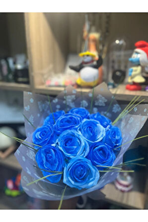 11li mavi gül buketi